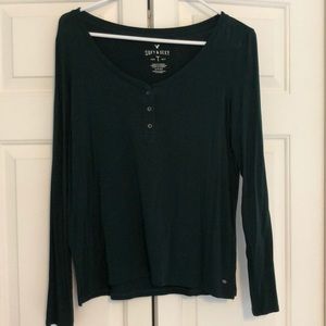 American Eagle Long Sleeve Green Top